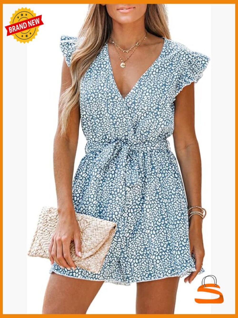 Floral Print V Neck Cap Sleeve Belted Romper Jumpsuit Mini